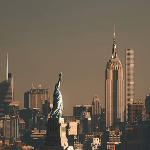New York cityscape with Statue of Liberty